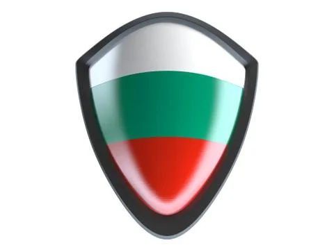 Bulgaria flag on metal shield isolate on white background. Stock-Illustration