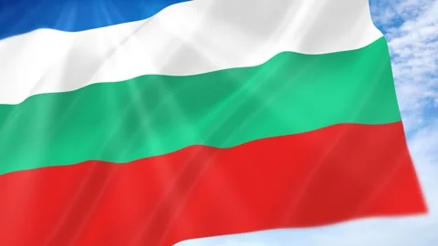 Bulgaria Flag Seamless Loop 4k 60fps on Sky Background 動画素材 341681722
