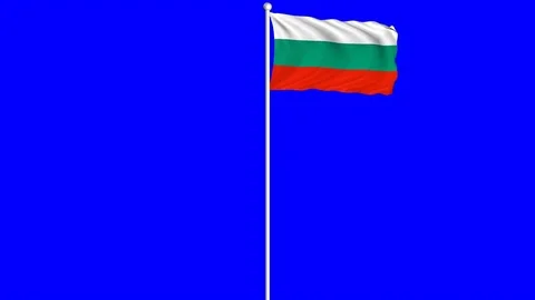 Bulgaria Flag Waving Fluttering on Wind Loopable Green Blue Screen Matte Stock Footage