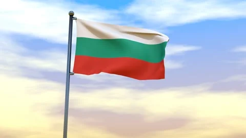 Bulgaria Flag waving in the high wind Stock Footage 153869404
