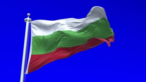 Bulgaria Flag Waving in Loopable and Textured green screen background Stock Footage 296876507