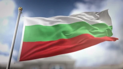 Bulgaria Flag Waving Slow Motion 3D Rendering Blue Sky Background - Seamles.. Stock Footage 75103150