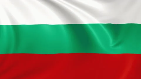 Bulgaria flag waving in the wind with high quality texture in 4K Vídeo Stock 130430965