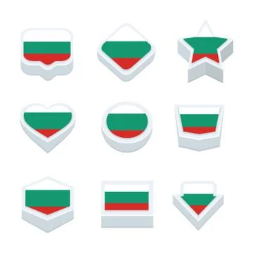 Bulgaria flags icons and button set nine styles Stock Illustration