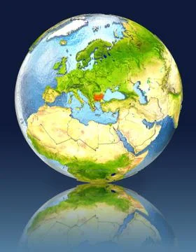 Bulgaria on globe with reflection 스톡 일러스트