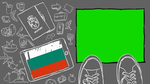 Bulgaria - Hand-drawn - touchscreen flag - Illustration Video stock 90601502