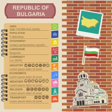 Bulgaria  infographics, statistical data, sights Stock Illustration