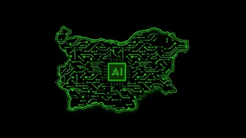 Bulgaria Map AI Chipset Technology Opener Stock Footage 337055073