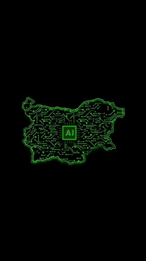 Bulgaria Map AI Chipset Technology Opener 스톡 동영상 337171213