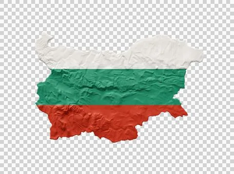 Bulgaria map clay 3d model tricolor texture design element. Stock Photos