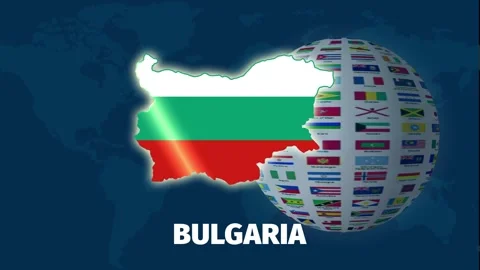Bulgaria map, elegant animation with rotating flag globe background Stock Footage 328238252