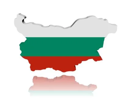 Bulgaria map flag 3d render with reflection illustration Stock Illustration