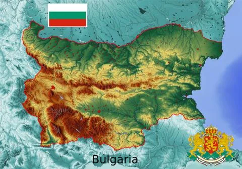 Bulgaria map flag coat Stock Illustration