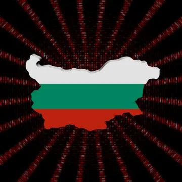 Bulgaria map flag on red hex code burst illustration Stock Illustration