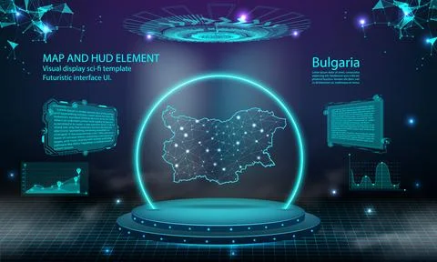 Bulgaria map light connecting effect background. abstract digital technolog.. Stock Illustration