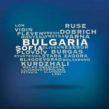 Bulgaria map made with name of cities Stock Illustration