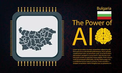 Bulgaria map with microchip war and AI concept on circuit board, Power of A.. イラスト素材