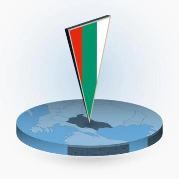 Bulgaria map in round isometric style with triangular 3D flag of Bulgaria Stock Illustration