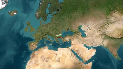 Bulgaria map with waving flag Stock Footage 294128702