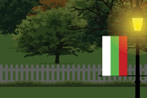 Bulgaria Night Trees Lamp Vector Illustration Stock Illustration