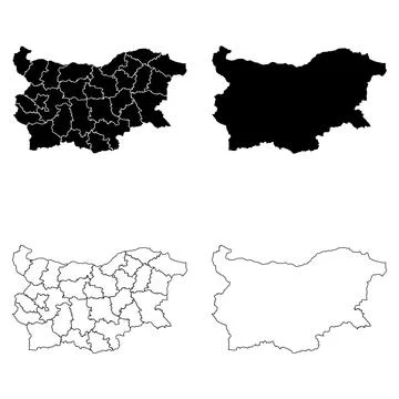Bulgaria Outline and Solid Fill Map Set. 스톡 일러스트
