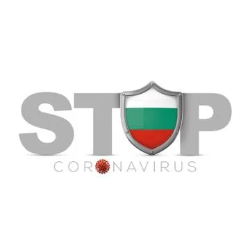 Bulgaria protective shield. Stop coronavius concept. 3D Render Stock Illustration