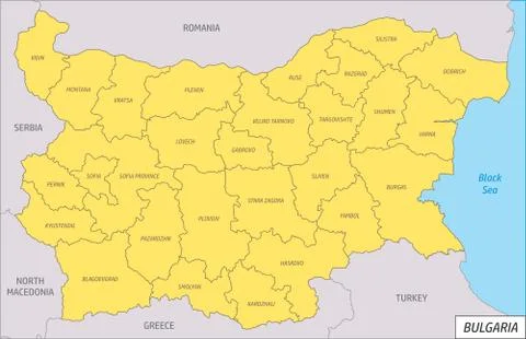 Bulgaria regions map Stock Illustration