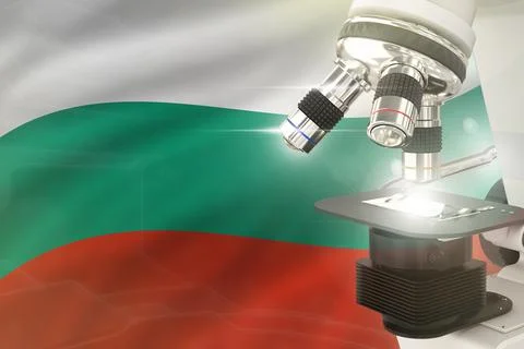 Bulgaria  science concept - microscope on flag Stock Illustration