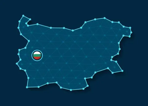 Bulgaria simplified vector map in a digital blue design Stock Illustration