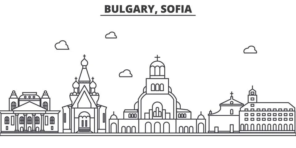 Bulgaria, Sofia architecture line skyline illustration. Linear vector cityscape Stock Illustration