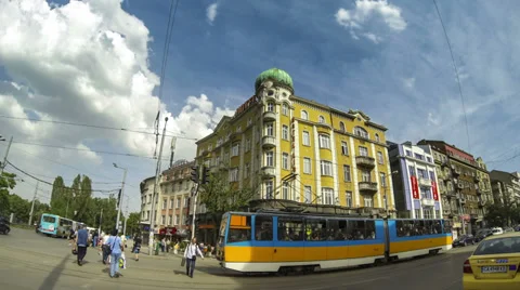 Bulgaria Sofia city center junction timelapse Stock Footage 34166074