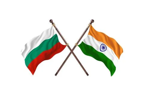 Bulgaria Versus India Two countries Flags background Stock Illustration