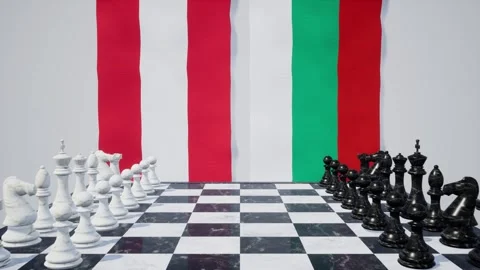 Bulgaria vs Austria  at the chessboard. Stock-Footage 257965299