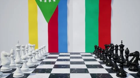 Bulgaria vs Comoros  at the chessboard. Stock Footage 257965544