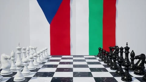 Bulgaria vs Czech  at the chessboard. Stock Footage 257965580