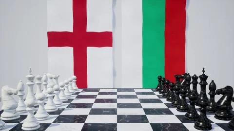 Bulgaria vs England  at the chessboard. Video stock 257965663