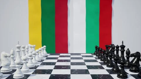 Bulgaria vs Lithuania  at the chessboard. Stock Footage 257966031