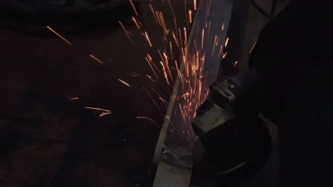 Bulgarian is cleared weld on the iron corner. Video stock 155278251