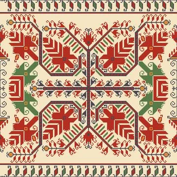 Bulgarian embroidery pattern  Stock Illustration