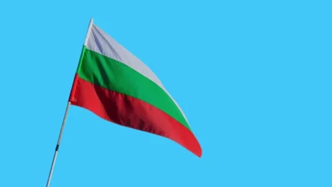 Bulgarian flag on blue screen ripples in the wind - Real video Stock Footage 171531472
