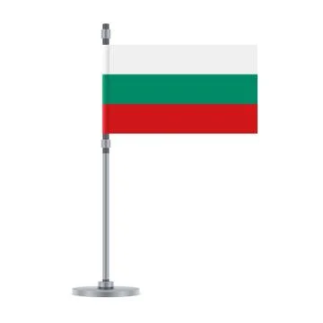 Bulgarian flag on the metallic pole, vector illustration Stock Illustration