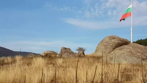 Bulgarian flag in typical landscape Vídeos de archivo 97206573