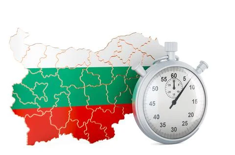 Bulgarian map with stopwatch, 3D rendering イラスト素材