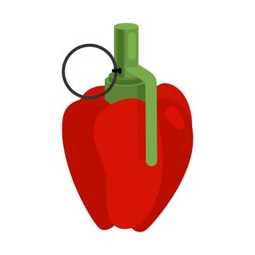 Bulgarian pepper grenade. Vegetable explosion. Sweet pepper explosion. Vege.. Stock Illustration
