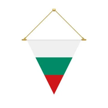 Bulgarian triangle flag hanging, vector illustration Stock Illustration