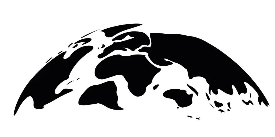 Bulging smooth contour map of World Illustrazione stock