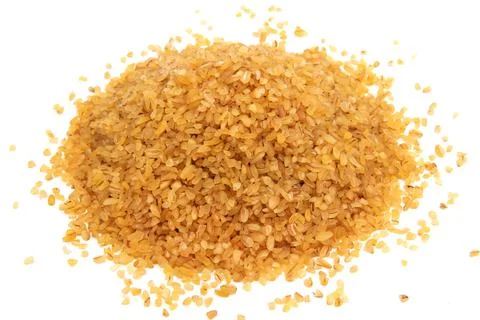 Bulgur wheat isolate. A hill of bulgur grains on a white background Stock Photos