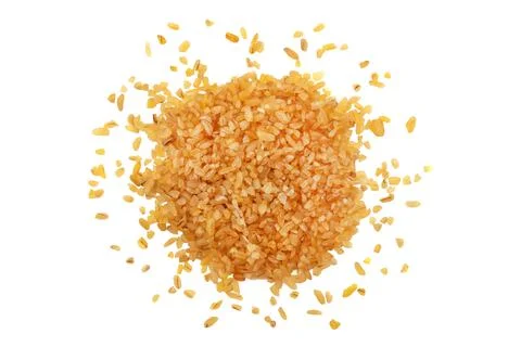 Bulgur wheat isolate. A hill of bulgur grains on a white background Stock Photos