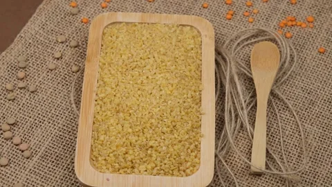 Bulgur wheat rotating Stock Footage 260500804