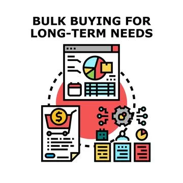 Bulk buying for long term needs planning process Stock Illustration